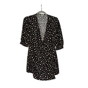 ANNE KLEIN Wrap Top XL Pink Polka Dots